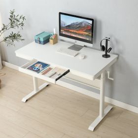 (White Tabletop) Standing Desk with Metal Drawer 48 x 24 Inches ;  Adjustable Height Stand up Desk;  Sit Stand Home Office Desk;  Ergonomic Workstatio