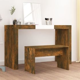 Dressing Stool Smoked Oak 27.6"x13.8"x17.7" Engineered Wood