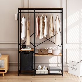 Portable Wardrobe Clothes Rack, Freestanding Clothing Rack with Bottom Mesh Storage Rack