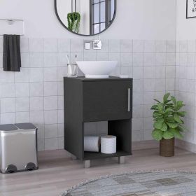 Gouda 18" Single Bathroom Vanity, One Open Shelf, Single Door Cabinet -Black