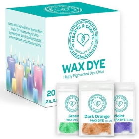 Hearts & Crafts Soy Wax Candle Dye - 20 Color Wax Chip Dyes for DIY Candle Making Supplies