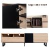 Modern TV Stand for 80'' TV with Double Storage Space, Media Console Table, Entertainment Center with Drop Down Door for Living Room, Bedroom, Home Th