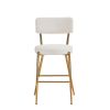 Set of 2 modern teddy fabric upholstered bar stools - Metal base high stool - Suitable for kitchen, dining and living room - Beige - Stylish and comfo