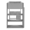 Twin Size Loft Bed with Ladder, Shelves, and Desk, Gray
