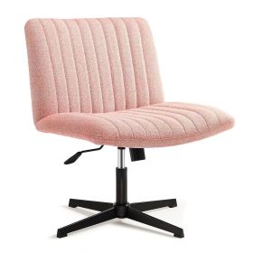 No wheels Viral Criss Cross Chair Plus Size Armless Swivel Home Office Chair Sit Cross-legged Desk Chair New Year Gift Birthday (Color: Pink)