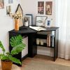 Corner Computer Desk Triangle Writing Workstation with Storage Shelf