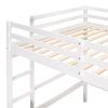 Full size Loft Bed with Desk and Writing Board, Wooden Loft Bed with Desk & 2 Drawers Cabinet