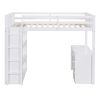 Twin Size Loft Bed with Ladder;  Shelves;  and Desk