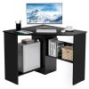 Corner Computer Desk Triangle Writing Workstation with Storage Shelf